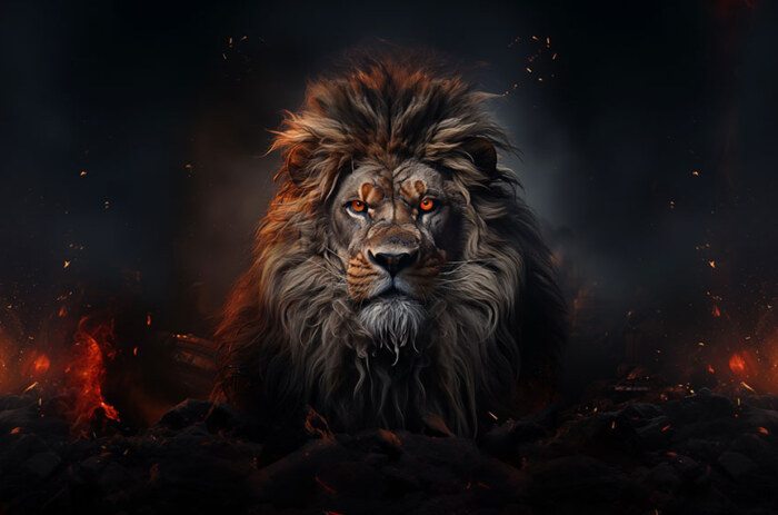 Lion en feu fond d'écran ultra HD 4K pour ordinateur de bureau, ordinateur portable, iPhone et téléphone téléchargement gratuit
