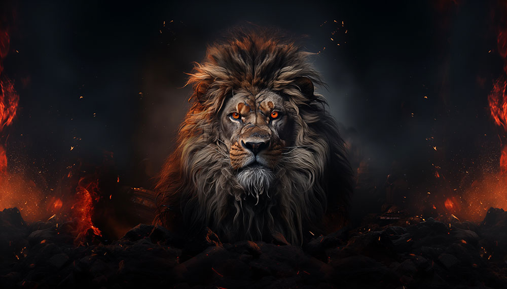Lion en feu fond d'écran ultra HD 4K pour ordinateur de bureau, ordinateur portable, iPhone et téléphone téléchargement gratuit