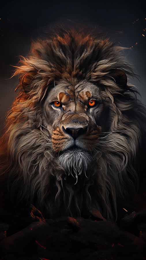 Lion en feu HD fond d'écran 4K téléchargement gratuit pour iPhone et téléphone