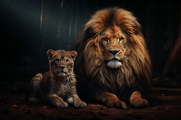 Lion et lionceau fond d'écran ultra HD 4K pour ordinateur de bureau, ordinateur portable, iPhone et téléphone téléchargement gratuit