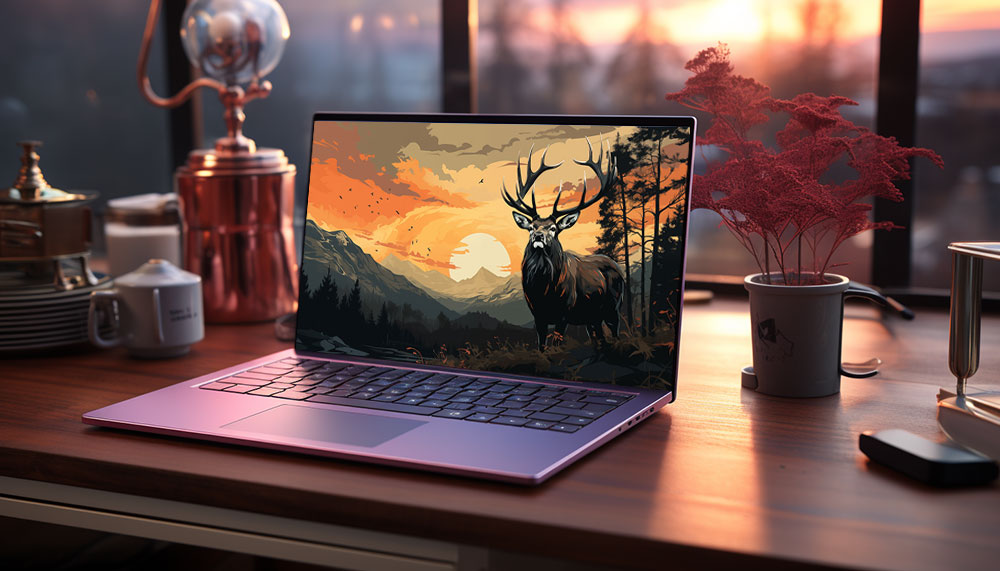 cerf au coucher du soleil illustration fond d'écran ultra HD 4K pour ordinateur de bureau et téléphone téléchargement gratuit