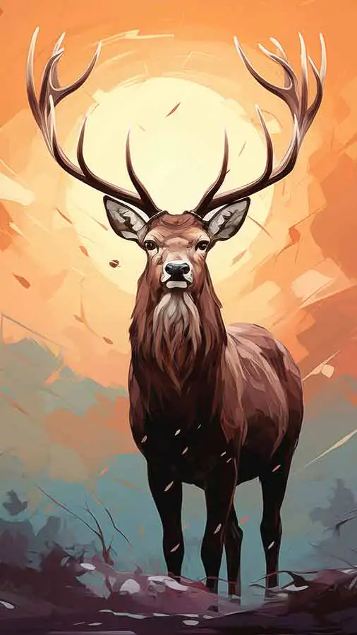 Cerf dans la forêt illustration fond d'écran HD 4K téléchargement gratuit pour iPhone et téléphone mobile