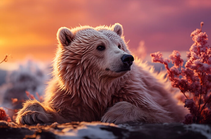 ours au coucher du soleil fond d'écran ultra HD 4K pour ordinateur et téléphone téléchargement gratuit