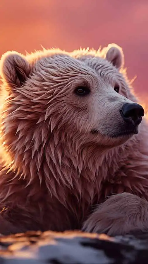 Fond d'écran HD d'un ours au coucher du soleil téléchargement gratuit 4K pour iPhone et téléphone portable