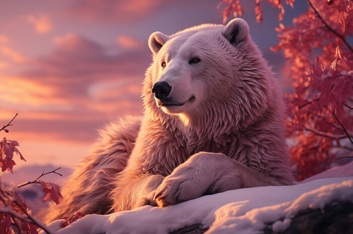 Ours polaire au coucher du soleil fond d'écran ultra HD 4K pour Desktop laptop iphone and Phone free download