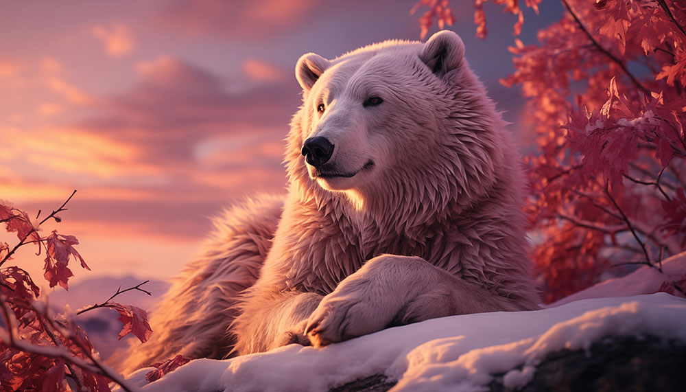 Ours polaire au coucher du soleil fond d'écran ultra HD 4K pour Desktop laptop iphone and Phone free download