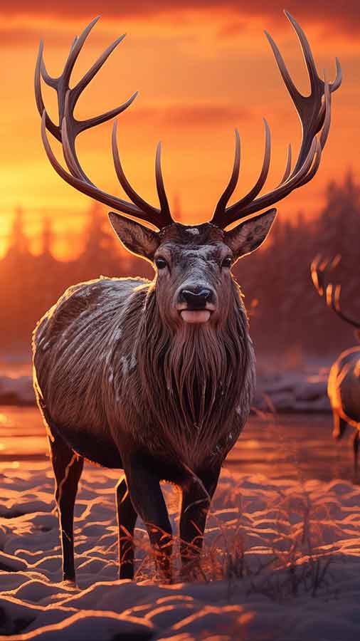 Cerfs au coucher du soleil HD fond d'écran 4K téléchargement gratuit pour iPhone et téléphone
