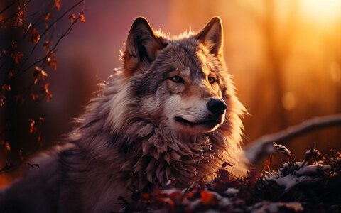 Loup au coucher du soleil fond d'écran ultra HD 4K pour ordinateur de bureau, ordinateur portable, iPhone et téléphone téléchargement gratuit