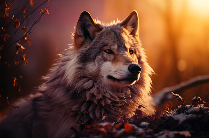 Loup au coucher du soleil fond d'écran ultra HD 4K pour ordinateur de bureau, ordinateur portable, iPhone et téléphone téléchargement gratuit