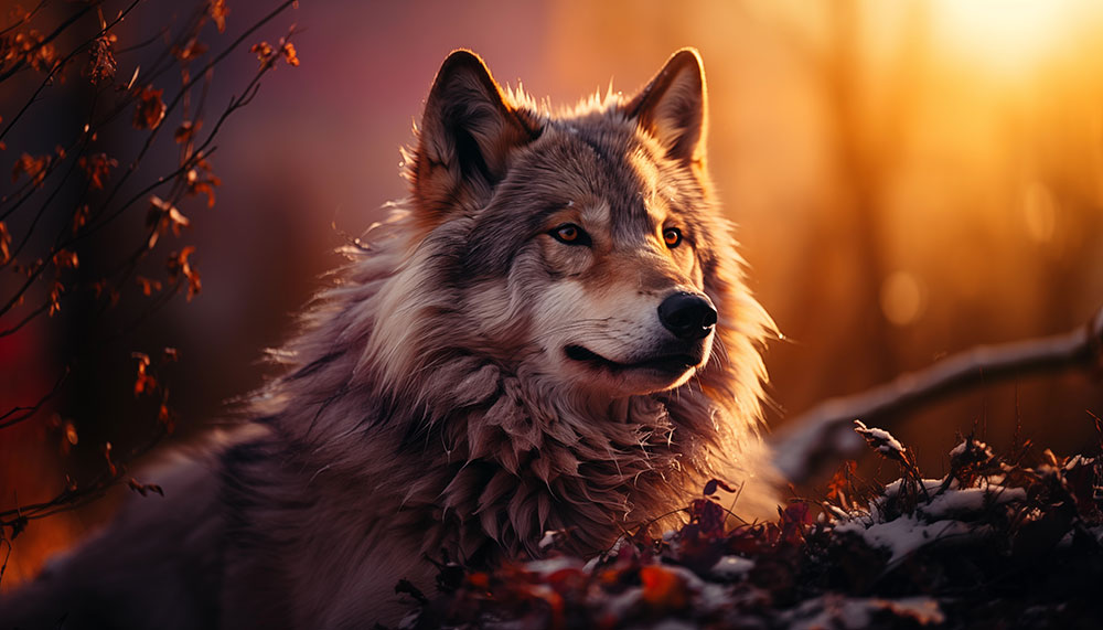 Loup au coucher du soleil fond d'écran ultra HD 4K pour ordinateur de bureau, ordinateur portable, iPhone et téléphone téléchargement gratuit