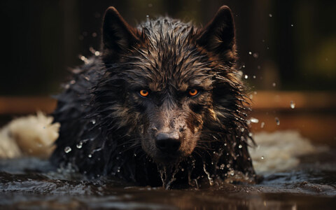 Loup dans l'eau fond d'écran ultra HD 4K pour ordinateur de bureau, ordinateur portable, iPhone et téléphone téléchargement gratuit