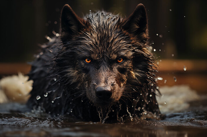 Loup dans l'eau fond d'écran ultra HD 4K pour ordinateur de bureau, ordinateur portable, iPhone et téléphone téléchargement gratuit