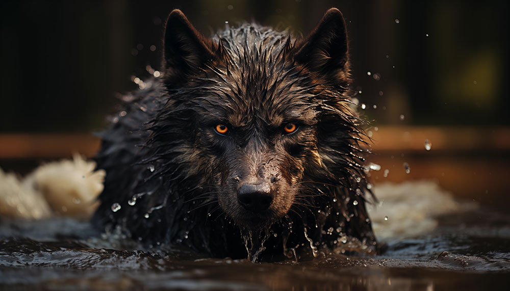 Loup dans l'eau fond d'écran ultra HD 4K pour ordinateur de bureau, ordinateur portable, iPhone et téléphone téléchargement gratuit
