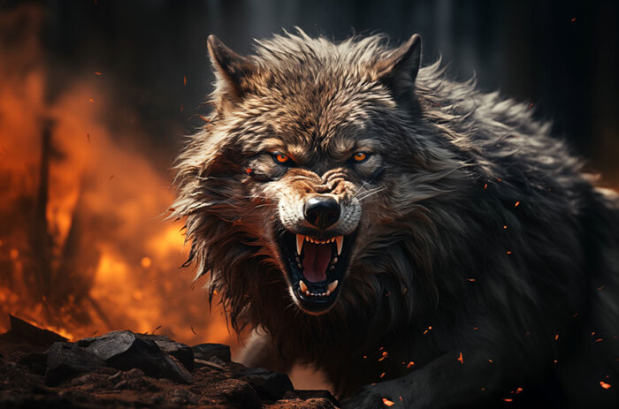 Fond d'écran de loup en colère ultra HD 4K pour ordinateur de bureau et téléphone à télécharger gratuitement