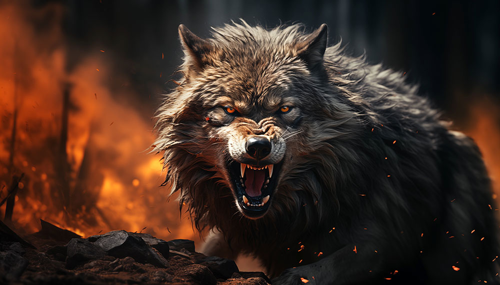 Fond d'écran de loup en colère ultra HD 4K pour ordinateur de bureau et téléphone à télécharger gratuitement