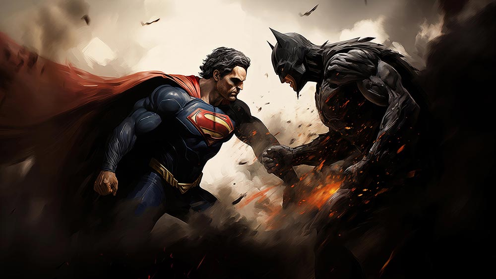 Fond d'écran combat Superman contre Batman 4K HD pour PC Bureau mac portable mobile iPhone téléphone téléchargement gratuit arrière-plan ultraHD UHD