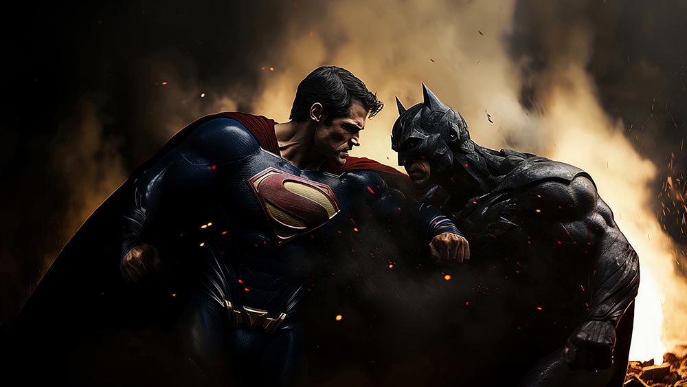 Fond d'écran Fan Art batman contre superman combat 4K HD pour PC Bureau mac portable mobile iPhone téléphone téléchargement gratuit arrière-plan ultraHD UHD