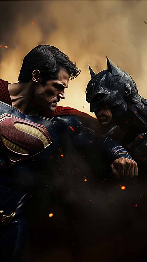 Fond d'écran 4K HD gratuit d'art de fan combat Batman contre Superman à télécharger Arrière-plan UltraHD pour téléphone Android et iPhone