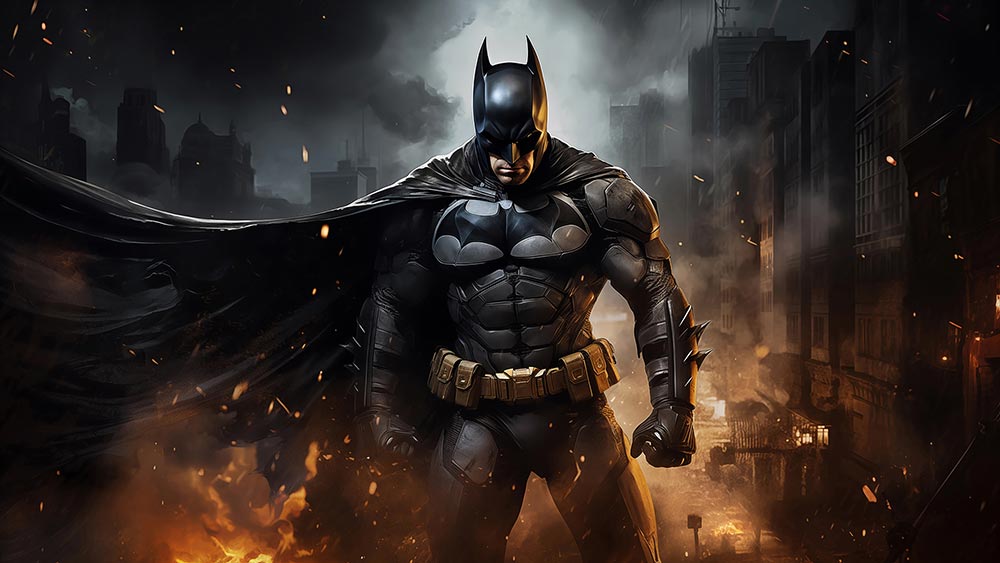 Fond d'écran Batman en feu 4K HD pour PC Bureau mac portable mobile iPhone téléphone téléchargement gratuit arrière-plan ultraHD UHD