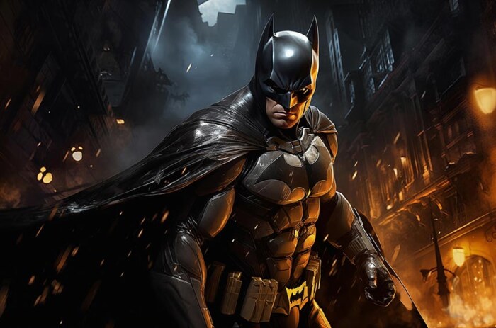 Batman à Gotham City fond d'écran 4K HD pour PC de bureau Mac ordinateur portable mobile iPhone téléphone téléchargement gratuit fond ultraHD UHD