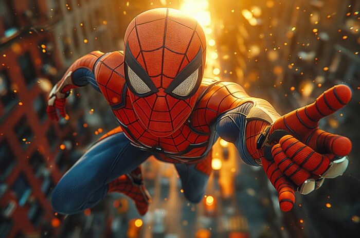 Fond d'écran gratte-ciel Spiderman 4K HD pour PC de bureau Mac ordinateur portable mobile iPhone téléphone téléchargement gratuit arrière-plan ultraHD UHD