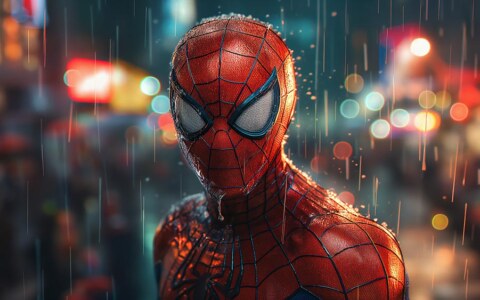 Fond d'écran de l'homme-araignée dans la pluie 4K HD pour PC Desktop mac laptop mobile iphone Phone telecharger gratuitement fond d'écran