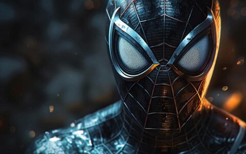 Fond d'écran Spiderman costume noir 4K HD pour PC bureau mac portable mobile iPhone téléphone téléchargement gratuit arrière-plan