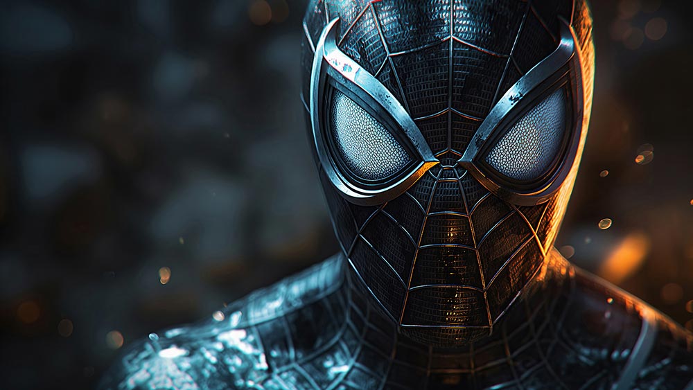 Fond d'écran Spiderman costume noir 4K HD pour PC bureau mac portable mobile iPhone téléphone téléchargement gratuit arrière-plan