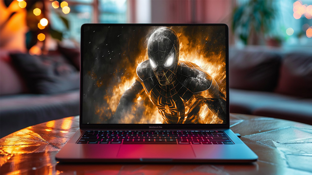 Fond d'écran Spiderman costume noir et or 4K HD pour PC de bureau Mac ordinateur portable mobile iPhone téléphone téléchargement gratuit arrière-plan