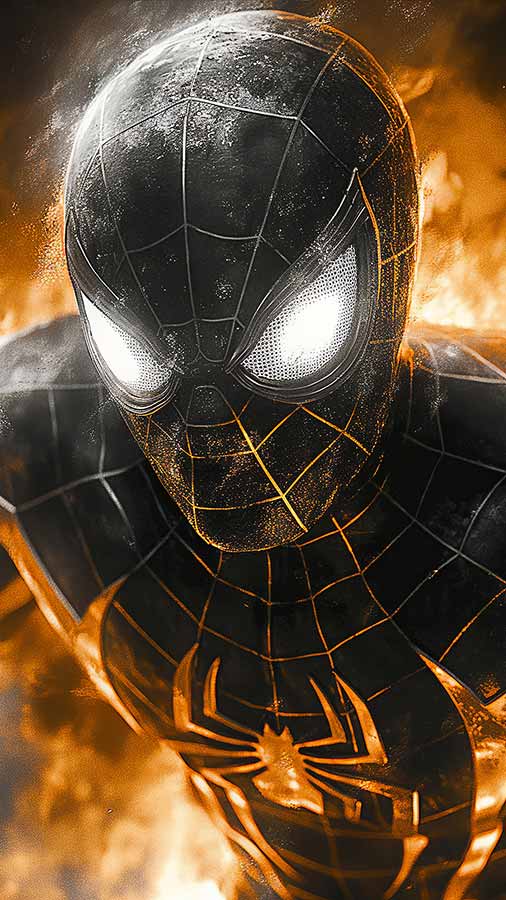 Fond d'écran Spiderman Black Gold Suit 4K HD Téléchargement gratuit Fond d'écran pour téléphone et mobile iPhone