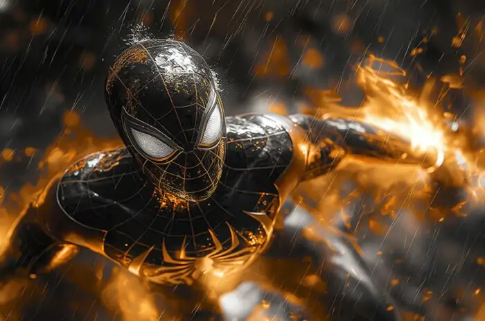 Spiderman Gold Black suit wallpaper 4K HD for PC Desktop mac laptop mobile iphone Phone free download backgroun