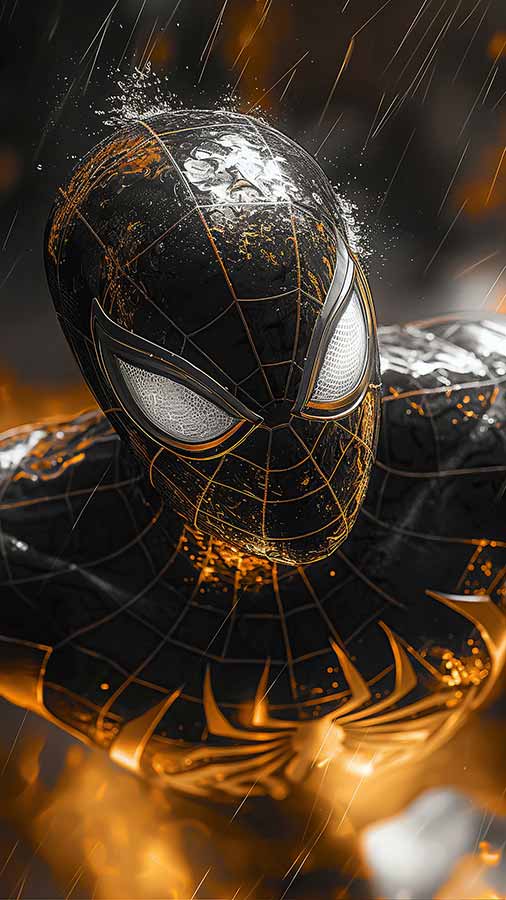 Spiderman Gold Black Suit Fond d'écran 4K HD Téléchargement gratuit Fond d'écran pour téléphone Android et iPhone