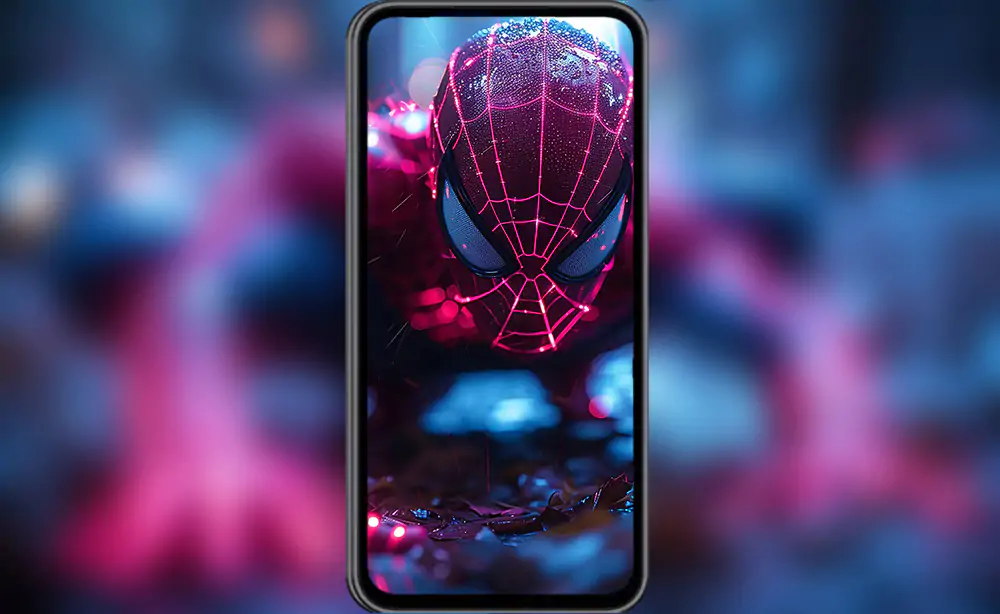 SpiderMan Neon suit wallpaper 4K HD for PC Desktop mac laptop mobile iphone Phone free download background ultraHD UHD