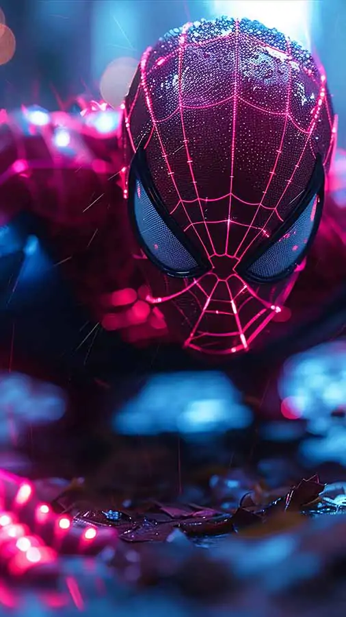 Spider-Man Neon suit Wallpaper 4K HD free download Background UltraHD for android phone and iphone