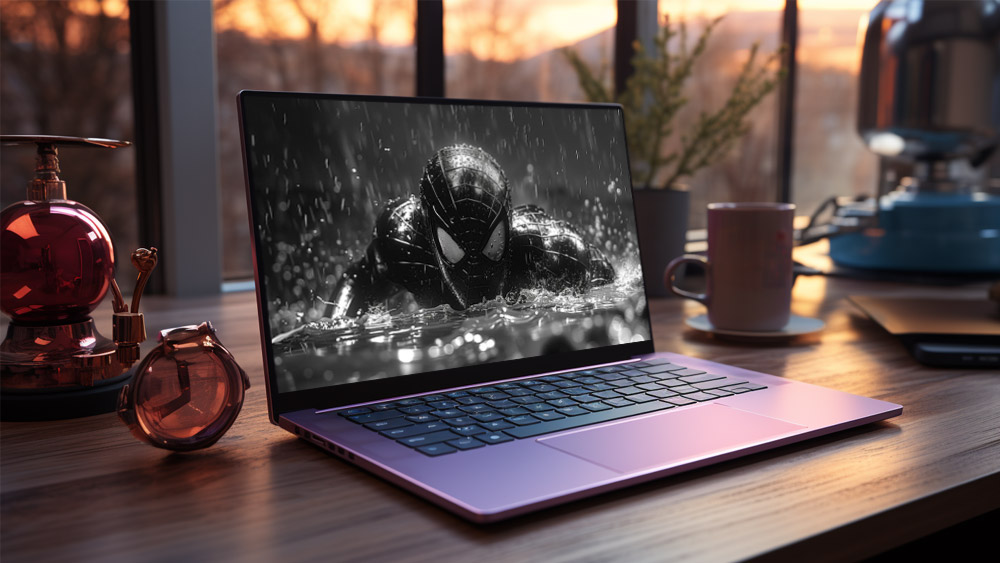 Fond d'écran Spiderman sous la pluie en noir et blanc 4K HD pour PC Bureau mac portable mobile iPhone téléchargement gratuit arrière-plan ultraHD UHD