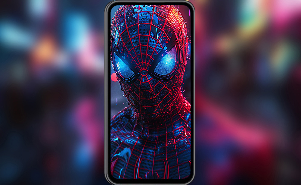 Le fond d'écran cyberpunk de Spiderman 4K HD pour PC de bureau Mac ordinateur portable mobile iPhone téléphone téléchargement gratuit fond ultraHD UHD