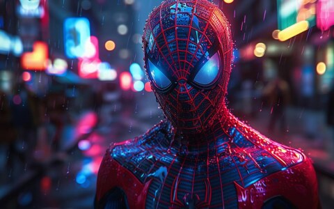 Le fond d'écran cyberpunk de Spiderman 4K HD pour PC de bureau Mac ordinateur portable mobile iPhone téléphone téléchargement gratuit fond ultraHD UHD