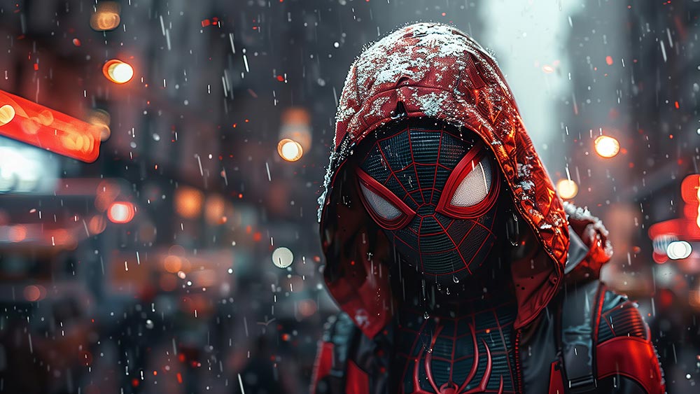 Fond d'écran Spider-Man Miles Morales Sweat à capuche 4K HD pour PC Bureau mac portable mobile iPhone téléphone téléchargement gratuit arrière-plan ultraHD UHD