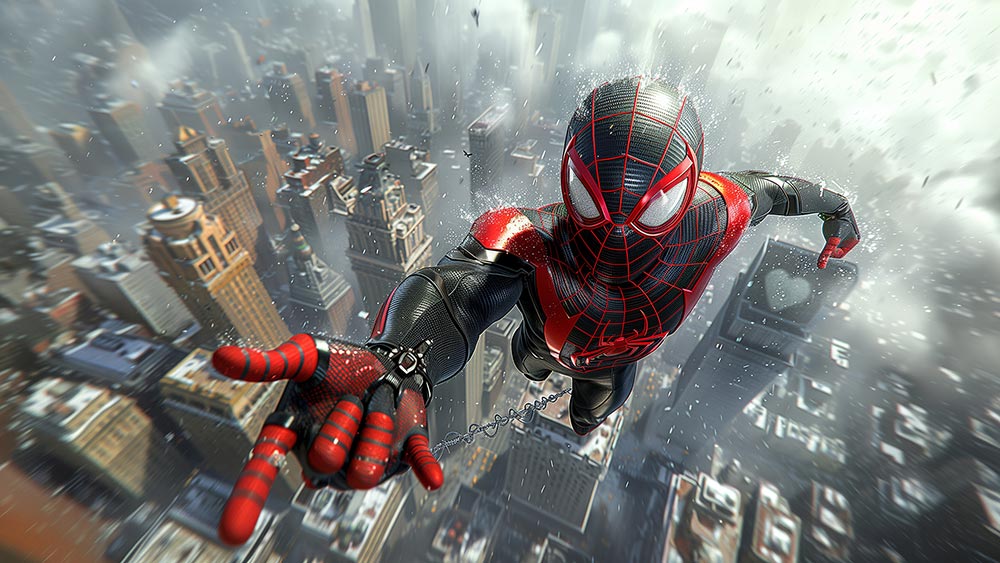 Fond d'écran Spiderman Miles Morales 4K HD pour PC Bureau mac portable mobile iPhone téléchargement gratuit arrière-plan ultraHD UHD