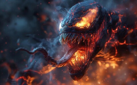 Venom on fire wallpaper 4K HD for PC Desktop mac laptop mobile iphone Phone free download background ultraHD UHD