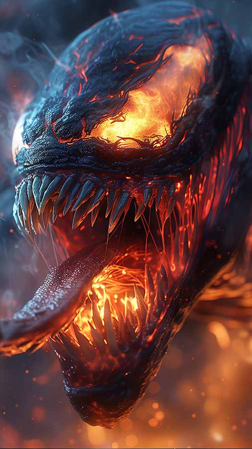 Fond d'écran Venom enflammé 4K HD téléchargement gratuit arrière-plan Ultra HD pour téléphone Android et iPhone
