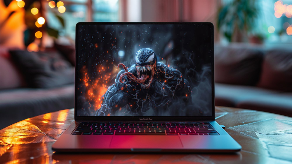 Fond d'écran Marvel Venom on fire 4K HD pour PC de bureau Mac ordinateur portable mobile iPhone téléphone téléchargement gratuit fond ultraHD UHD