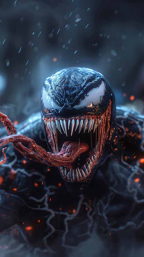 Fond d'écran Marvel Venom en feu 4K HD à télécharger gratuitement en ultra haute définition pour téléphone Android et iPhone