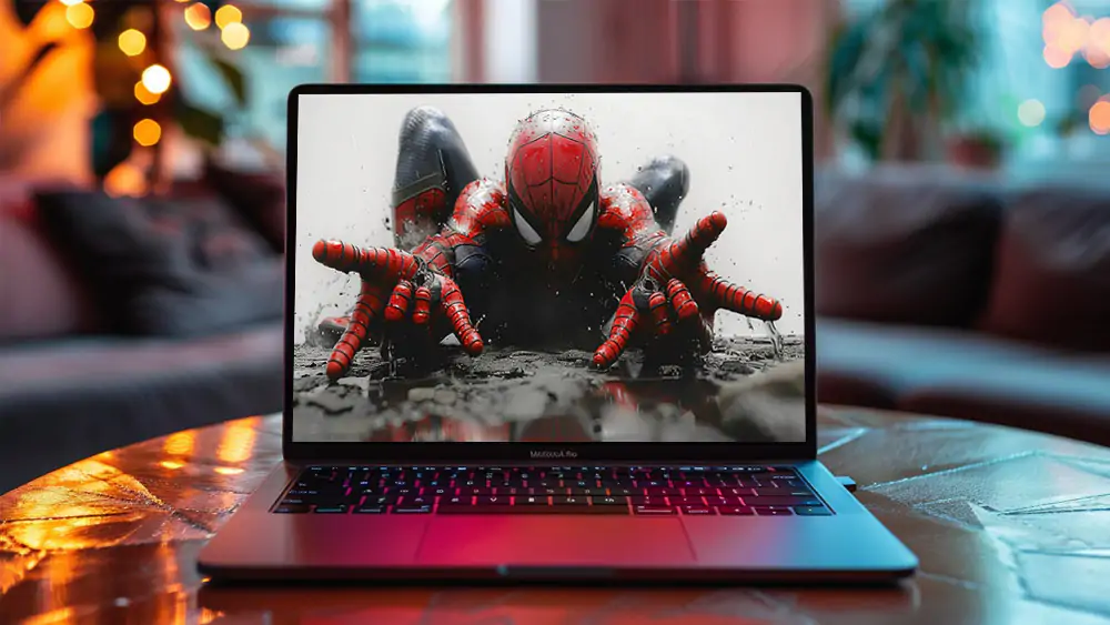 Fond d'écran Spiderman en pose dynamique 4K HD pour PC Bureau mac portable mobile iPhone - téléchargement gratuit arrière-plan ultraHD UHD