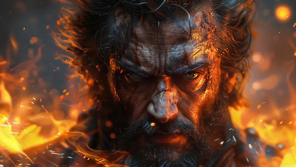 Logan Wolverine on fire wallpaper 4K HD for PC Desktop mac laptop mobile iphone Phone free download background ultraHD UHD