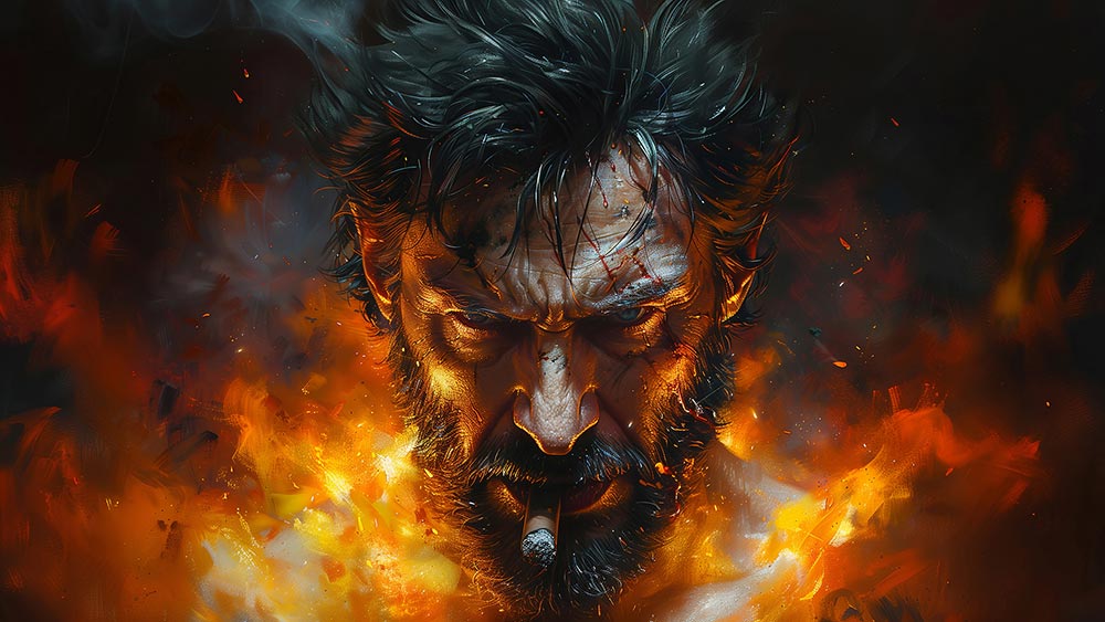 Wolverine fumant un cigare fond d'écran 4K HD pour PC de bureau Mac ordinateur portable mobile iPhone téléphone téléchargement gratuit fond ultraHD UHD