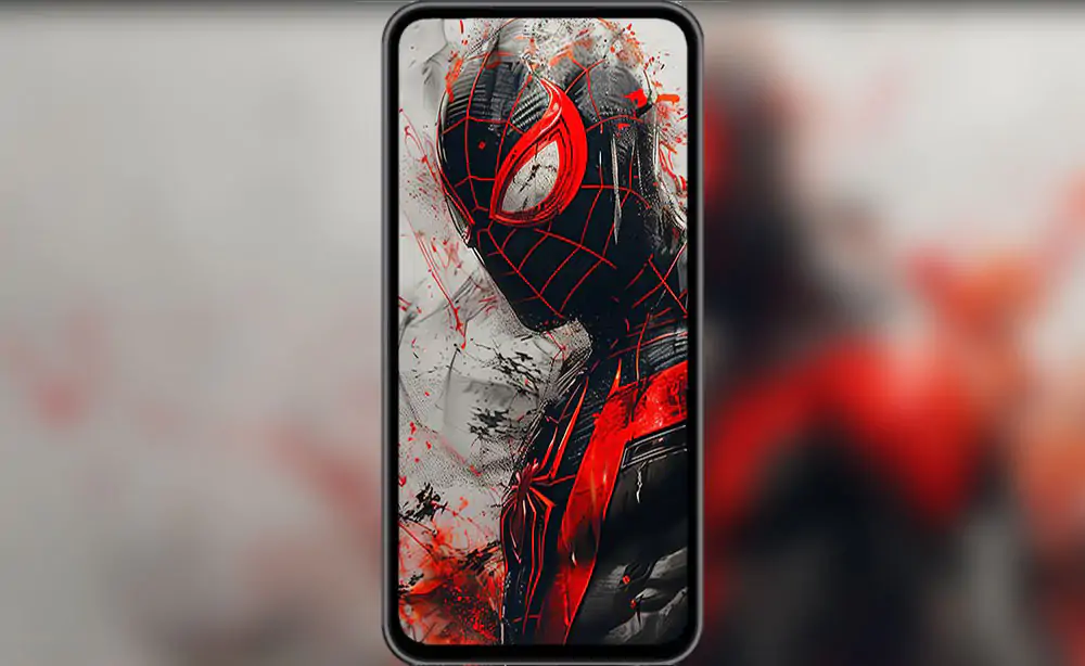 Fond d'écran Spiderman costume noir rouge 4K HD pour PC de bureau Mac ordinateur portable mobile iPhone téléphone téléchargement gratuit arrière-plan