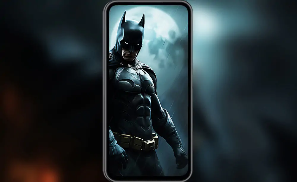 Batman lune derrière fond d'écran 4K HD pour PC de bureau Mac ordinateur portable mobile iPhone téléphone téléchargement gratuit fond ultraHD UHD