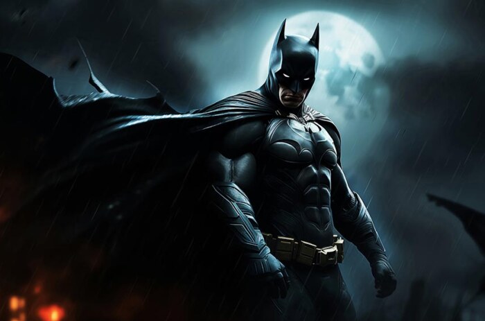 Batman lune derrière fond d'écran 4K HD pour PC de bureau Mac ordinateur portable mobile iPhone téléphone téléchargement gratuit fond ultraHD UHD