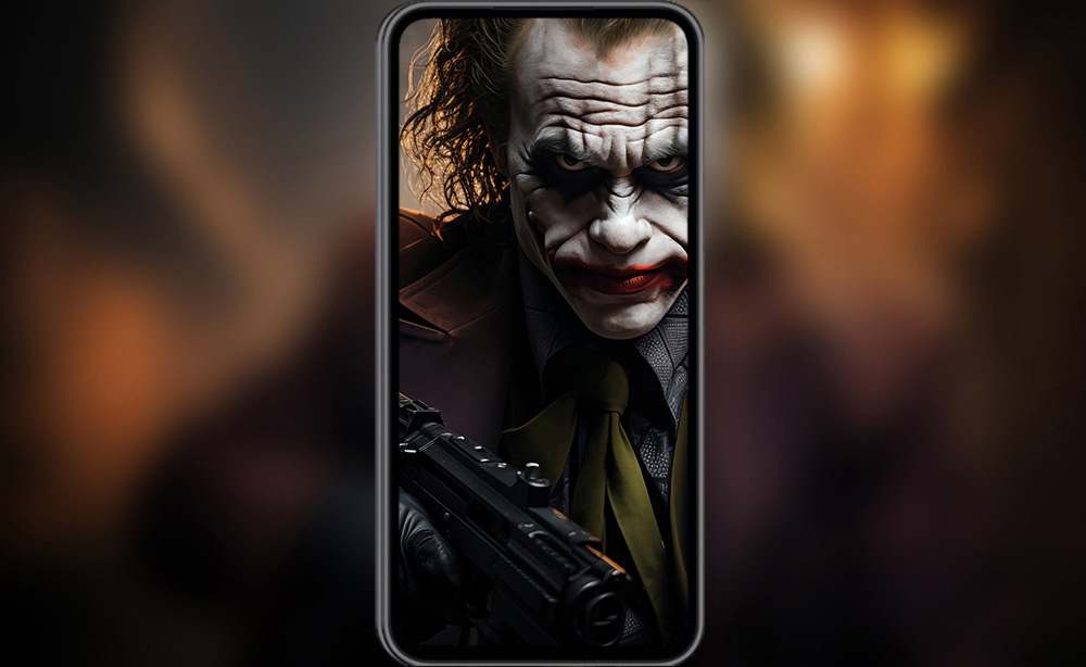 Joker avec un fond d'écran de pistolet 4K HD pour PC de bureau Mac ordinateur portable mobile iPhone téléphone téléchargement gratuit fond d'écran